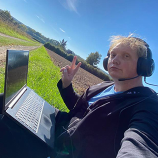 Heorhi Lushchytski on a call
